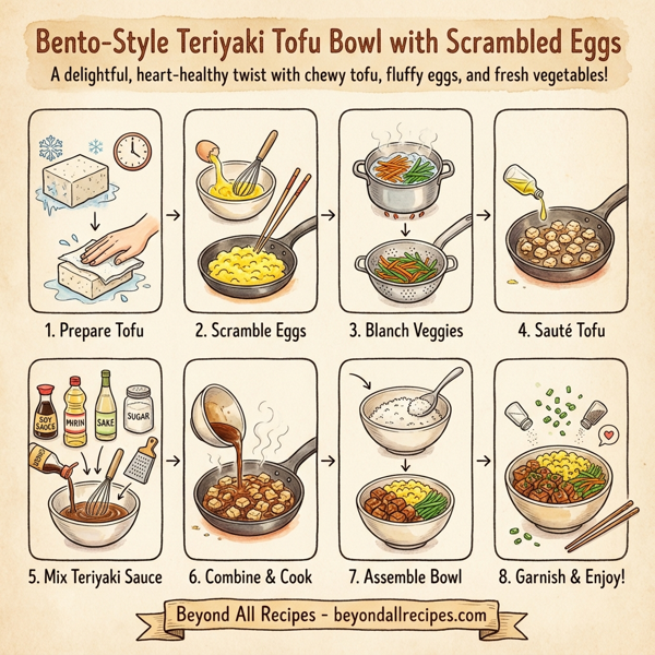 Bento-Style Teriyaki Tofu Bowl with Scrambled Eggs instructions