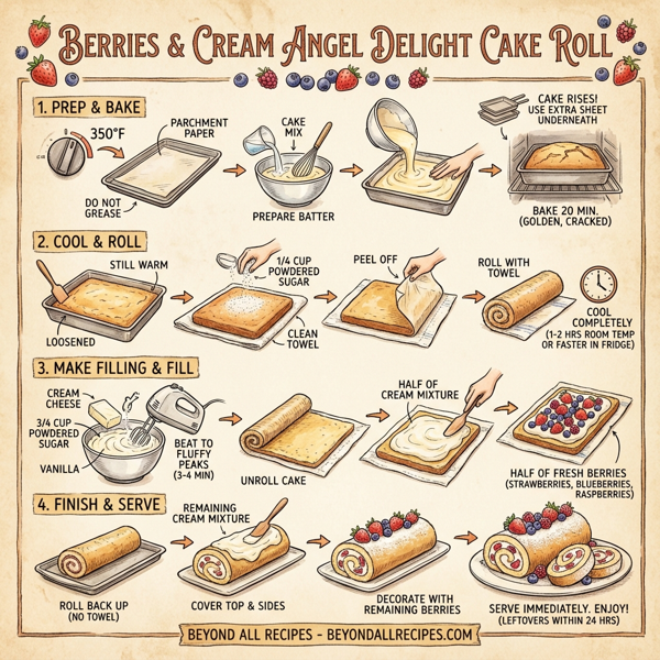 Berries & Cream Angel Delight Cake Roll instructions