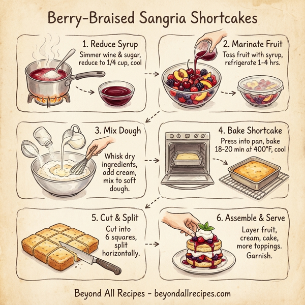 Berry-Braised Sangria Shortcakes instructions
