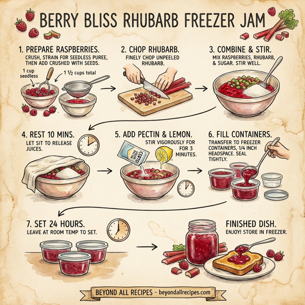 Berry Bliss Rhubarb Freezer Jam instructions