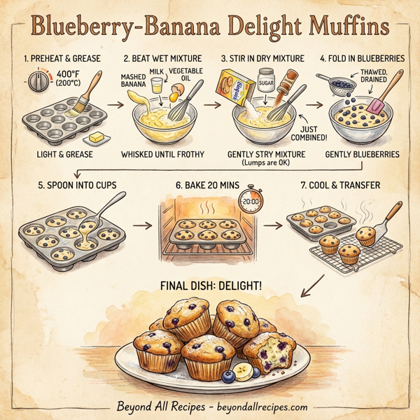 Blueberry-Banana Delight Muffins instructions