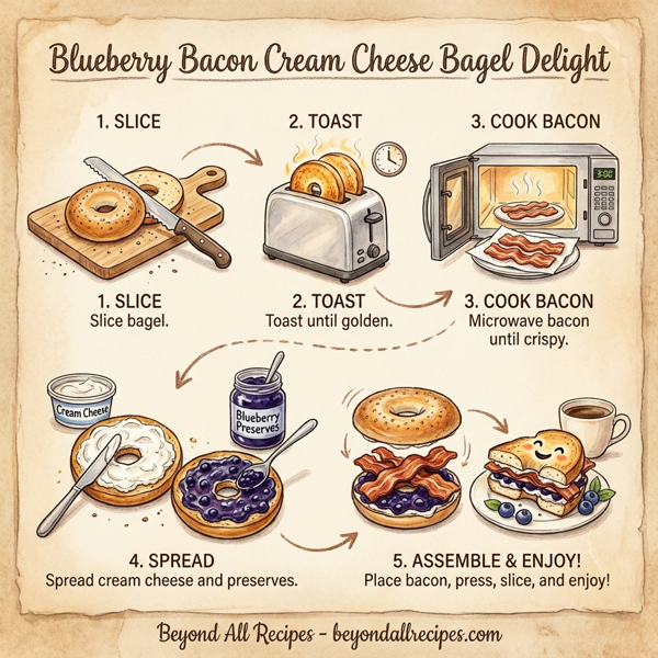 Blueberry Bacon Cream Cheese Bagel Delight instructions