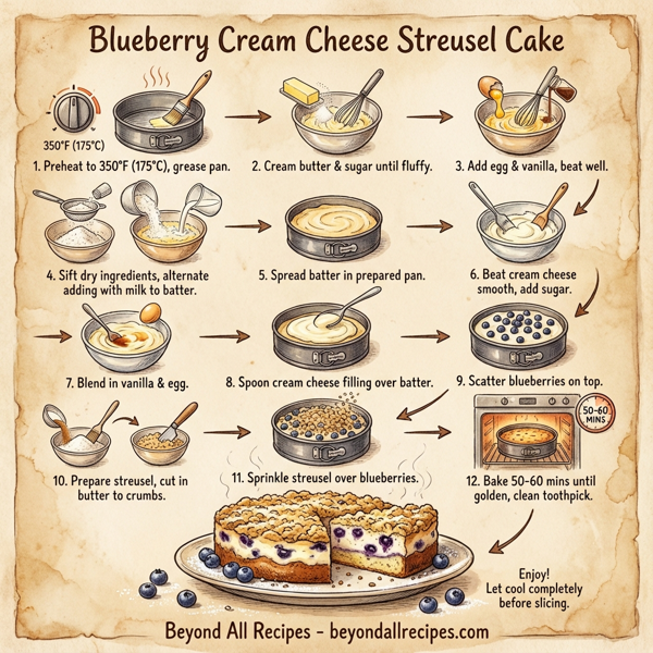 Blueberry Cream Cheese Streusel Cake instructions