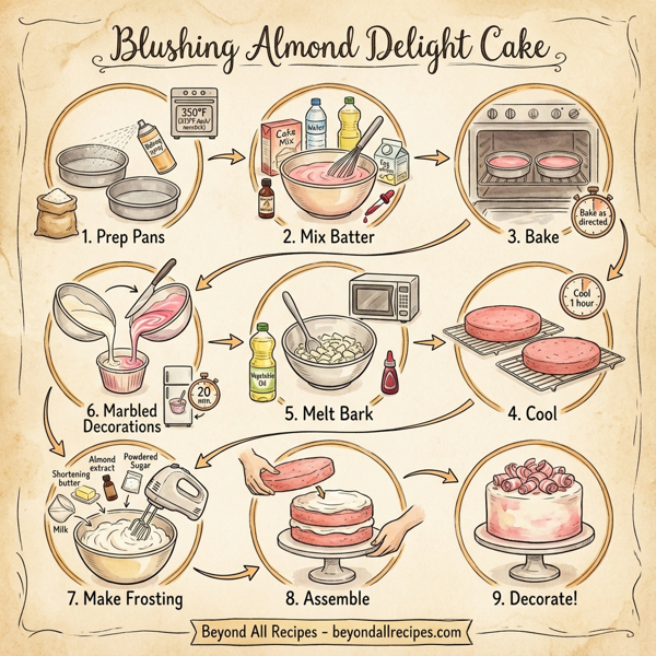 Blushing Almond Delight Cake instructions