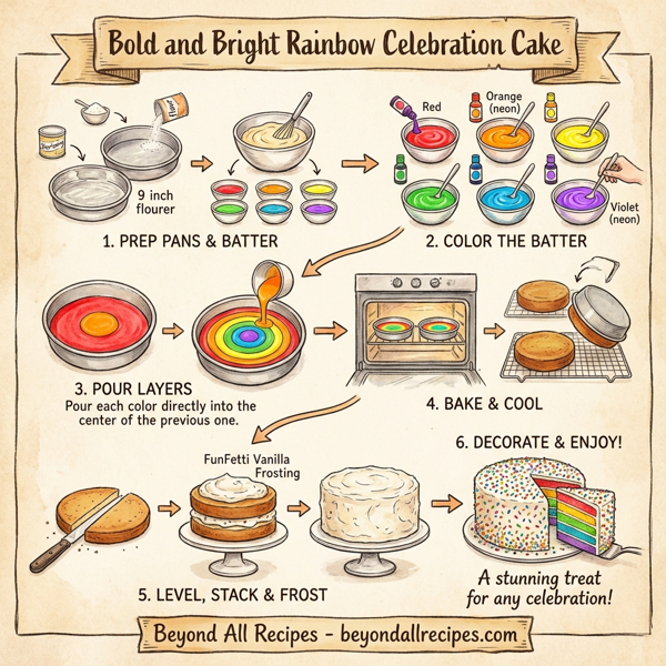 Bold and Bright Rainbow Celebration Cake instructions