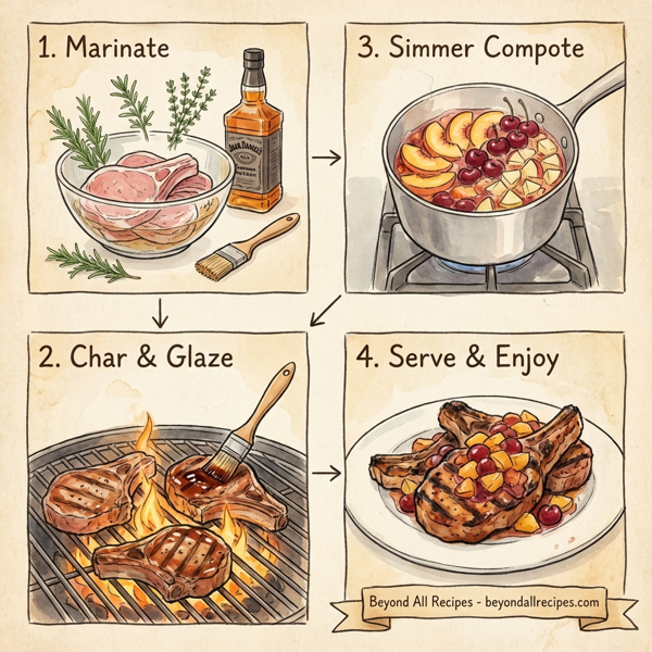 Bourbon-Glazed Charred Pork Chops with Spiced Fruit Compote instructions