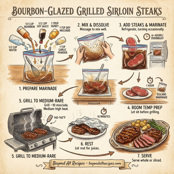 Bourbon-Glazed Grilled Sirloin Steaks instructions