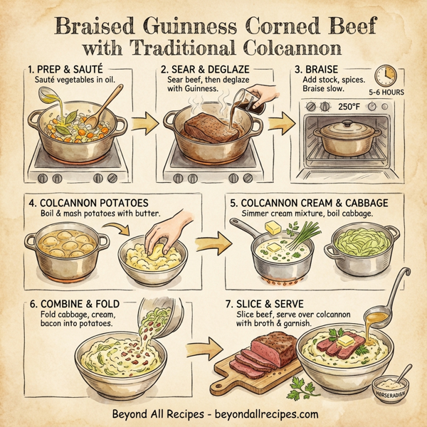 Braised Guinness Corned Beef with Traditional Colcannon instructions