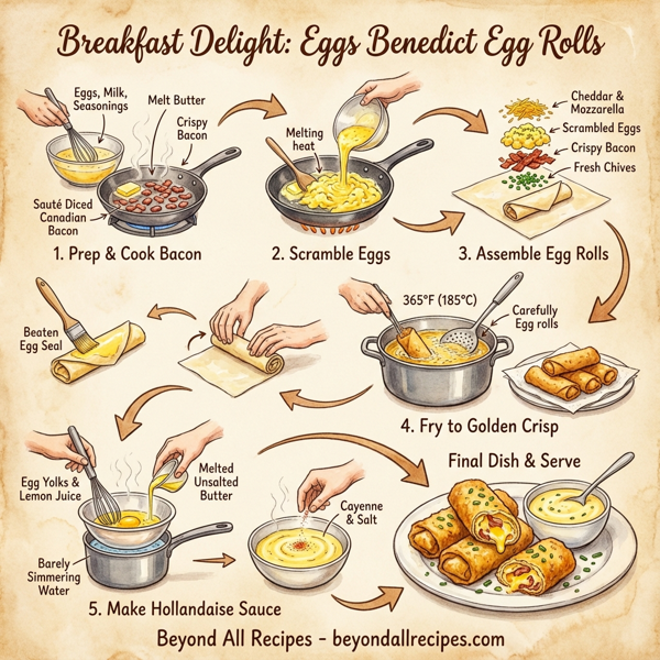Breakfast Delight: Eggs Benedict Egg Rolls instructions