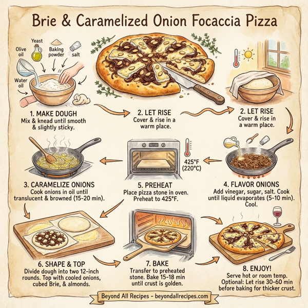 Brie & Caramelized Onion Focaccia Pizza instructions
