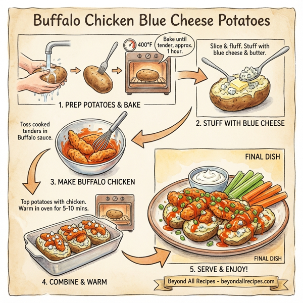 Buffalo Chicken Blue Cheese Potatoes instructions