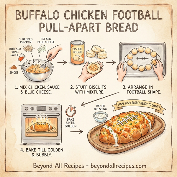 Buffalo Chicken Football Pull-Apart Bread instructions