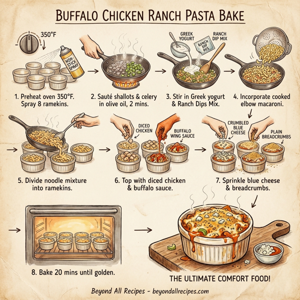 Buffalo Chicken Ranch Pasta Bake instructions