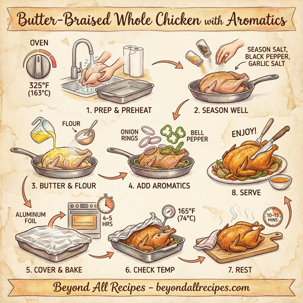 Butter-Braised Whole Chicken with Aromatics instructions