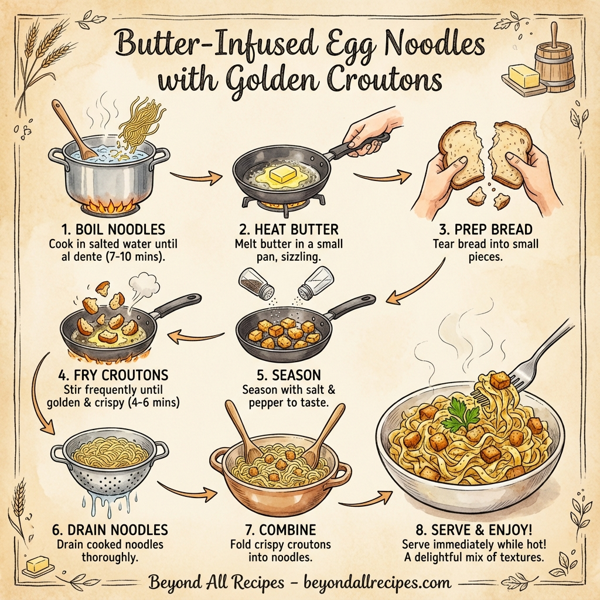 Butter-Infused Egg Noodles with Golden Croutons instructions