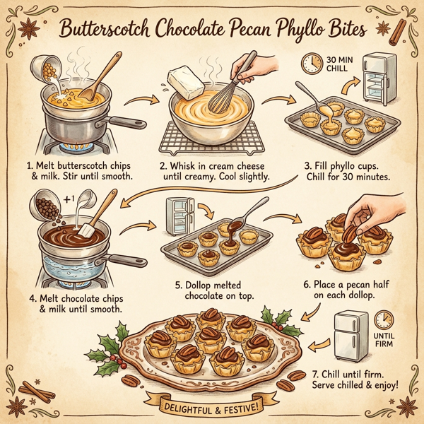 Butterscotch Chocolate Pecan Phyllo Bites instructions