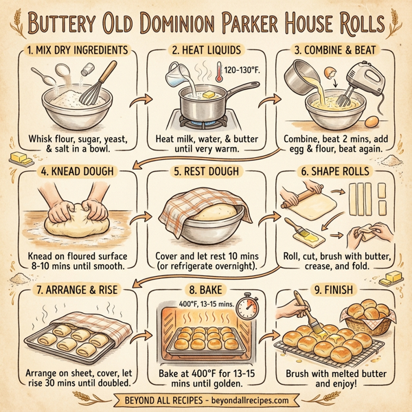 Buttery Old Dominion Parker House Rolls instructions
