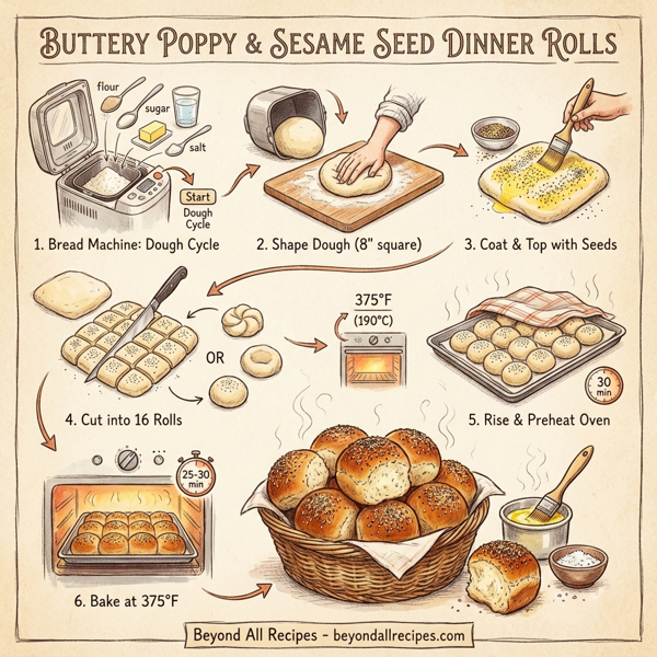Buttery Poppy and Sesame Seed Dinner Rolls instructions