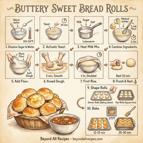 Buttery Sweet Bread Rolls instructions