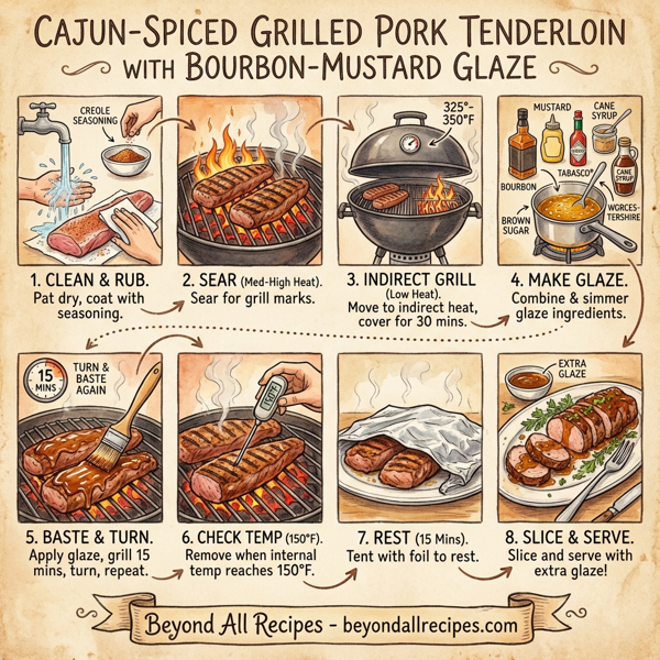 Cajun-Spiced Grilled Pork Tenderloin with Bourbon-Mustard Glaze instructions