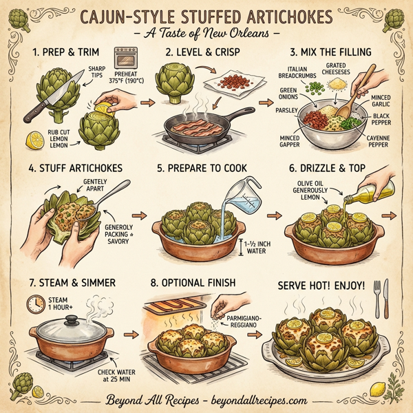 Cajun-Style Stuffed Artichokes instructions