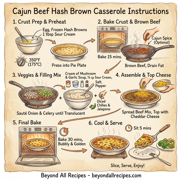 Cajun Beef Hash Brown Casserole instructions