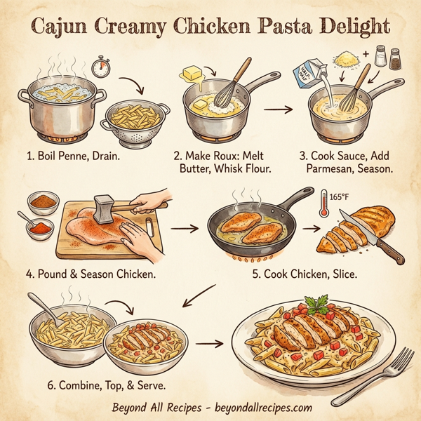 Cajun Creamy Chicken Pasta Delight instructions