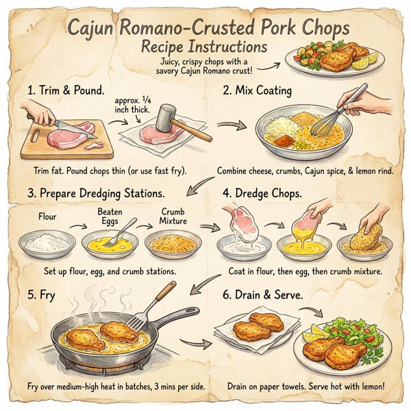 Cajun Romano-Crusted Pork Chops instructions