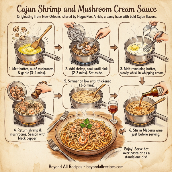 Cajun Shrimp and Mushroom Cream Sauce instructions