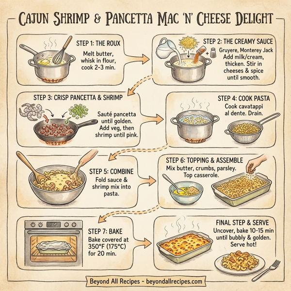 Cajun Shrimp and Pancetta Mac 'n' Cheese Delight instructions