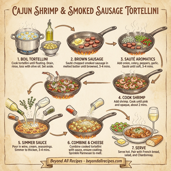 Cajun Shrimp and Smoked Sausage Tortellini instructions