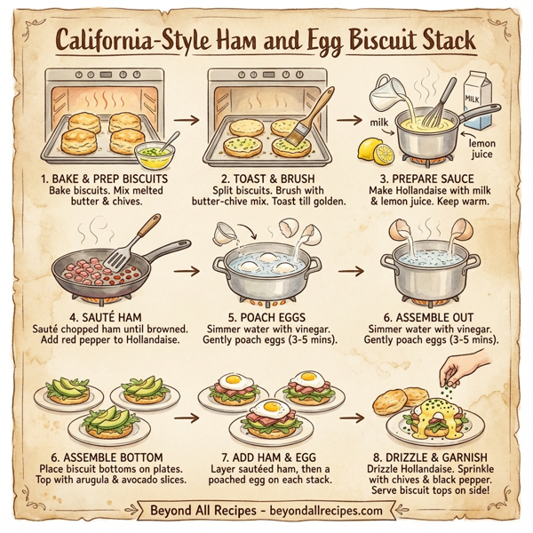 California-Style Ham and Egg Biscuit Stack instructions