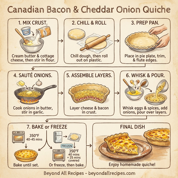 Canadian Bacon & Cheddar Onion Quiche instructions