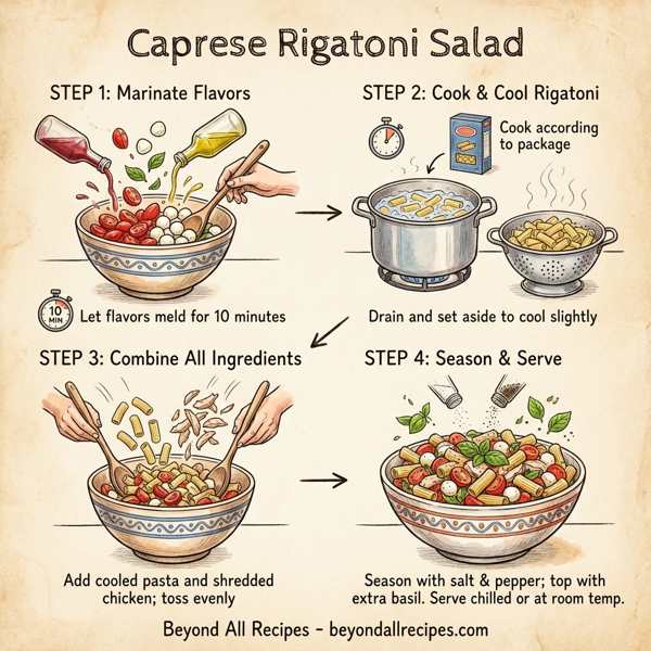 Caprese Rigatoni Salad instructions