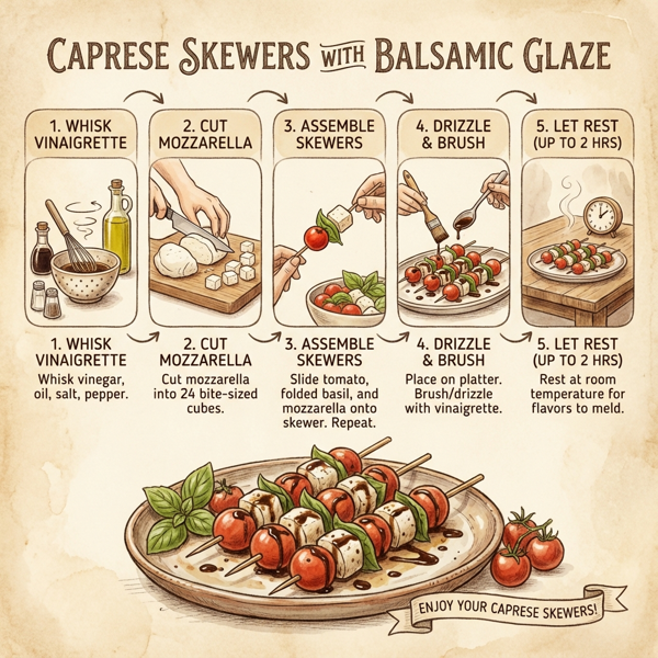 Caprese Skewers with Balsamic Glaze instructions