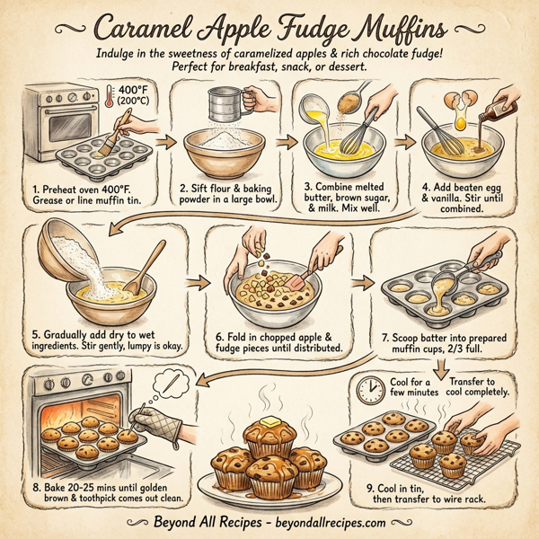 Caramel Apple Fudge Muffins instructions