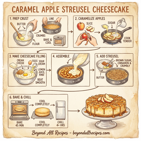 Caramel Apple Streusel Cheesecake instructions
