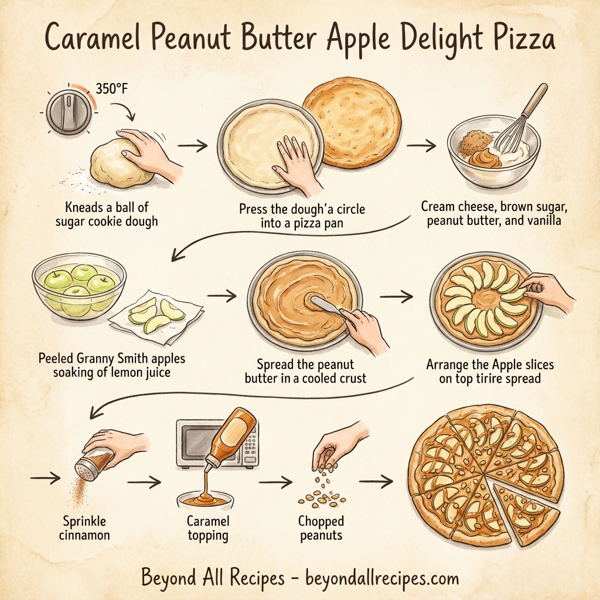 Caramel Peanut Butter Apple Delight Pizza instructions