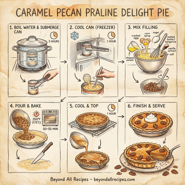 Caramel Pecan Praline Delight Pie instructions