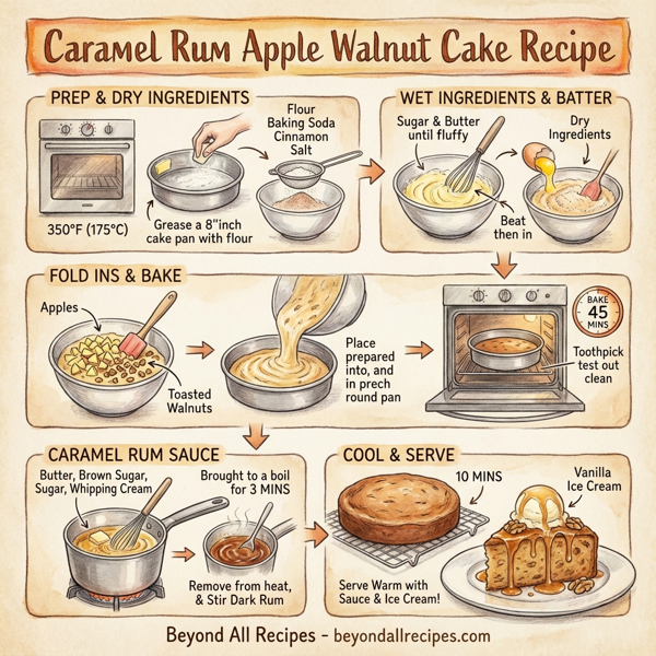 Caramel Rum Apple Walnut Cake instructions