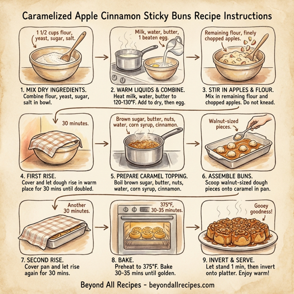 Caramelized Apple Cinnamon Sticky Buns instructions