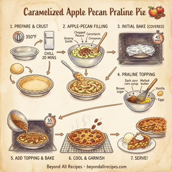 Caramelized Apple Pecan Praline Pie instructions