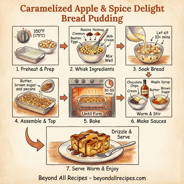 Caramelized Apple & Spice Delight Bread Pudding instructions