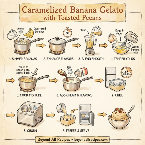 Caramelized Banana Gelato with Toasted Pecans instructions