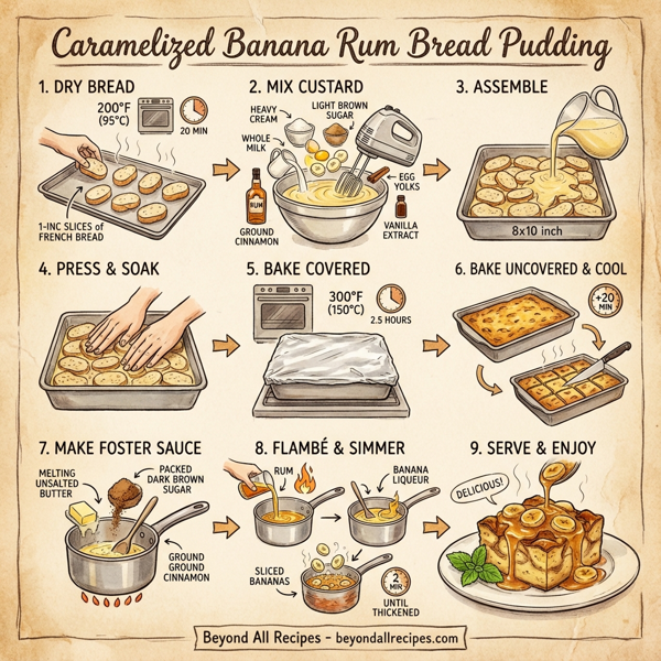 Caramelized Banana Rum Bread Pudding instructions