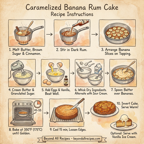 Caramelized Banana Rum Cake instructions
