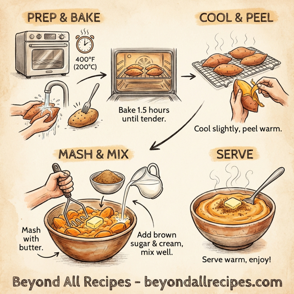 Caramelized Brown Sugar Sweet Potato Mash instructions