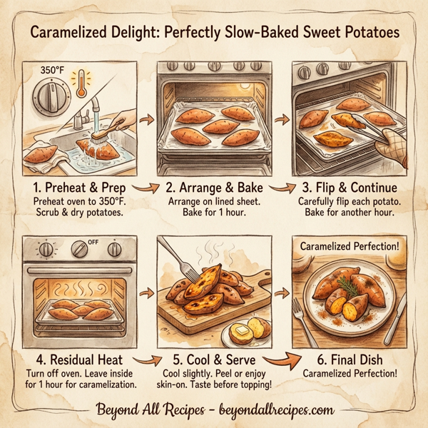 Caramelized Delight: Perfectly Slow-Baked Sweet Potatoes instructions