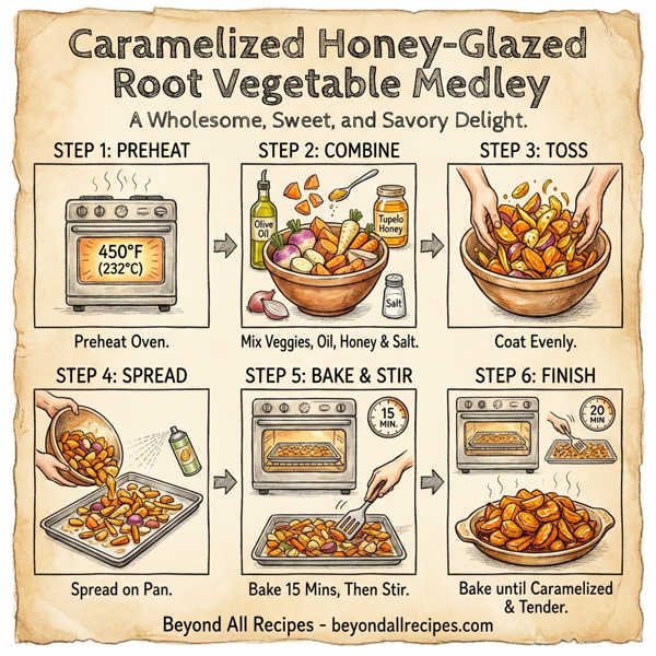 Caramelized Honey-Glazed Root Vegetable Medley instructions