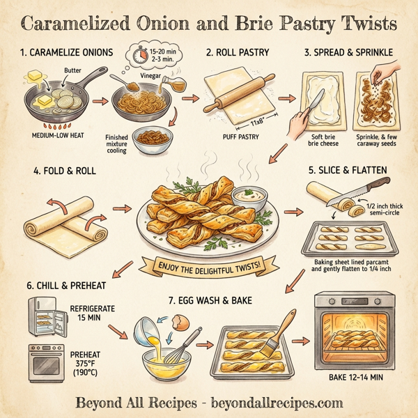 Caramelized Onion and Brie Pastry Twists instructions